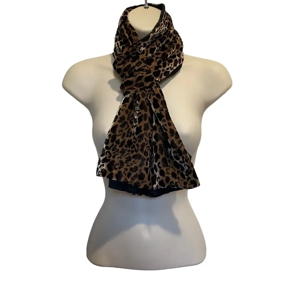 Banjara Velvet Leopard Animal Print Silk Rayon Scarf